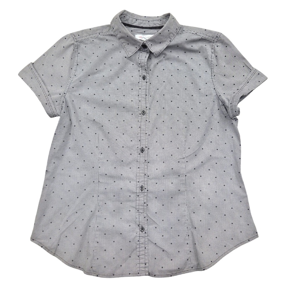 VTG 90's Liz Claiborne Button Short Sleeve Top Shirt Diamond AOP Womens Medium‎